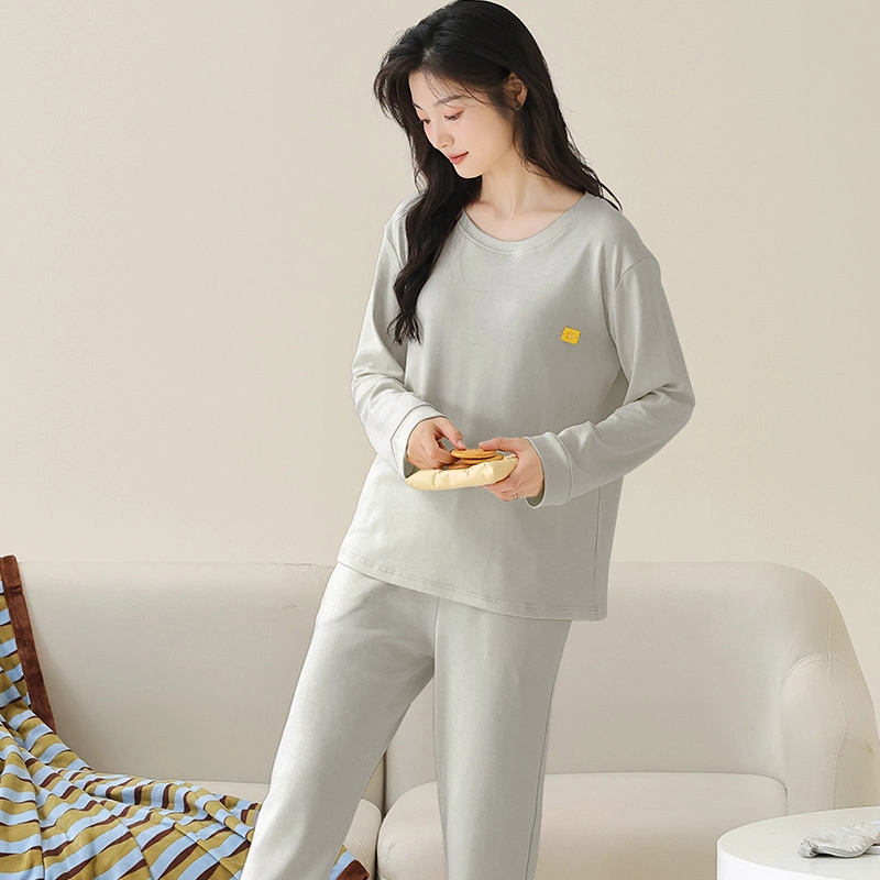 芬腾可安 女春秋季全棉家居服韩版简约纯棉运动套头长袖长裤学生可外穿休闲睡衣套装 女款