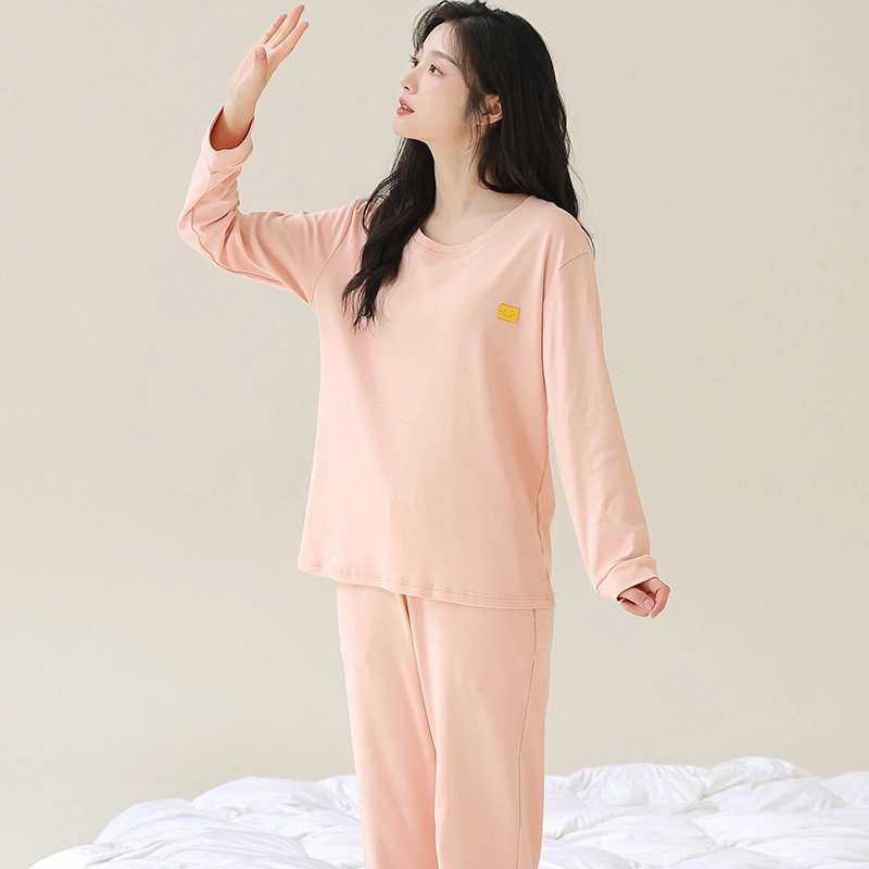 芬腾可安 女春秋季全棉家居服韩版简约纯棉运动套头长袖长裤可外穿学生休闲睡衣套装 女款