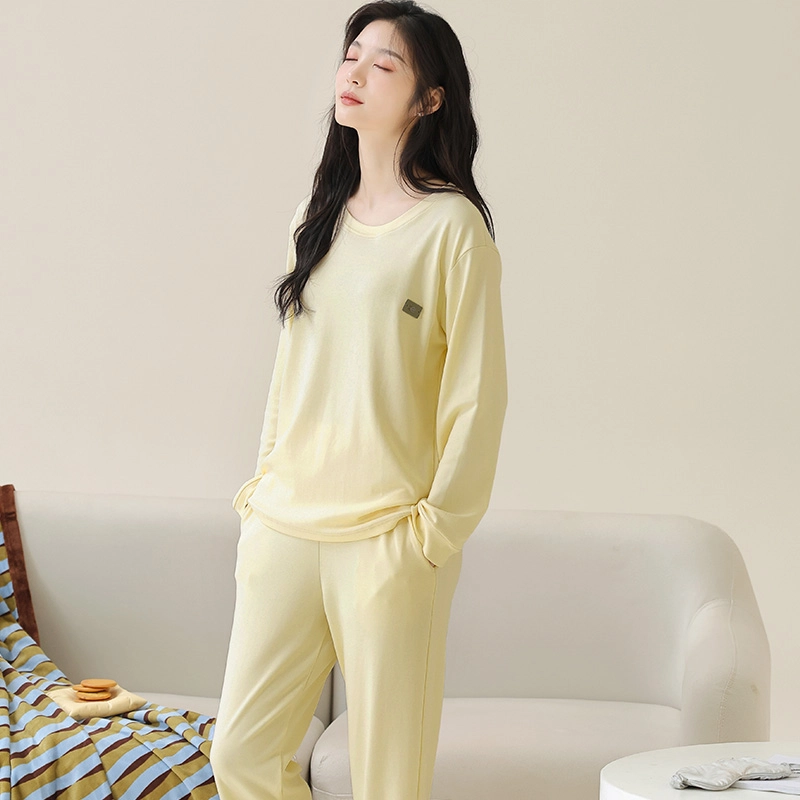 芬腾可安 女士春秋季全棉家居服韩版纯棉简约运动风套头长袖长裤可外穿学生休闲睡衣套装 女款