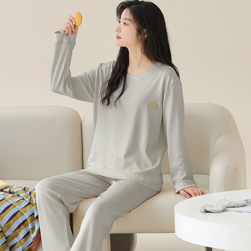 芬腾可安 女春秋季全棉家居服韩版简约纯棉运动套头长袖长裤学生可外穿休闲睡衣套装 女款