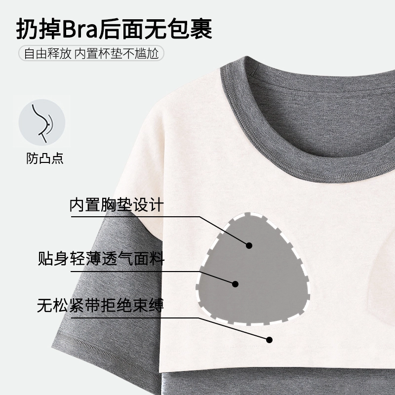 芬腾可安 女夏季薄款带胸垫全棉三件套家居服卡通纯棉短袖格子短裤长裤可外穿学生透气睡衣套装 女款