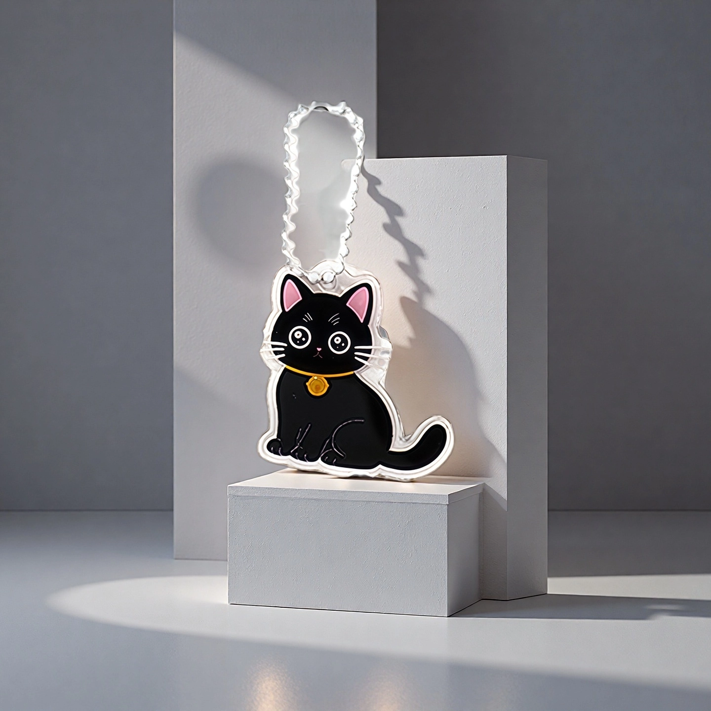 前方大荒野 小铃铛黑猫可爱小猫萌趣卡通小众设计精致小巧 亚克力 钥匙扣 男女同款情侣款