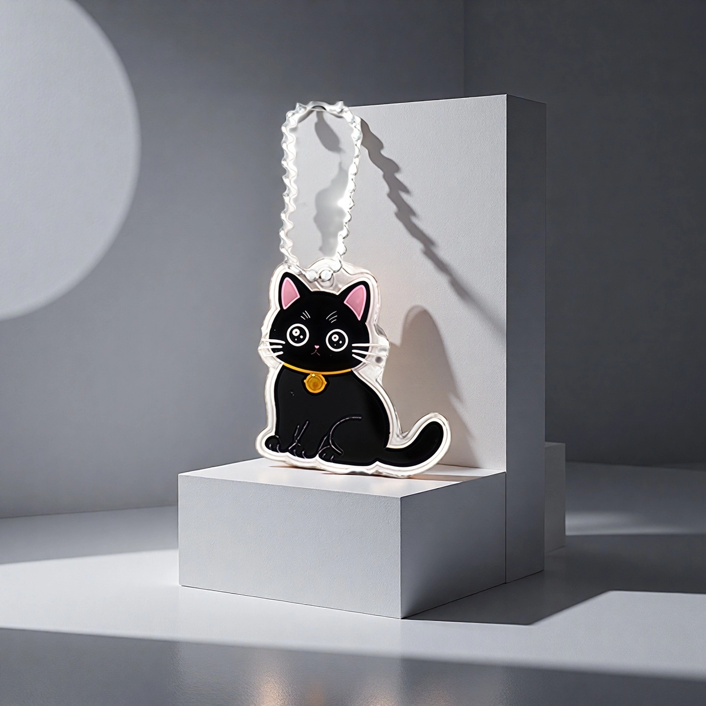 前方大荒野 小铃铛黑猫可爱小猫萌趣卡通小众设计精致小巧 亚克力 钥匙扣 男女同款情侣款