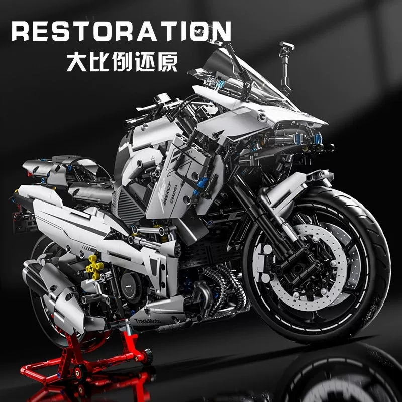 喜顽童 积木玩具银色川崎摩托车 其他拼装模型