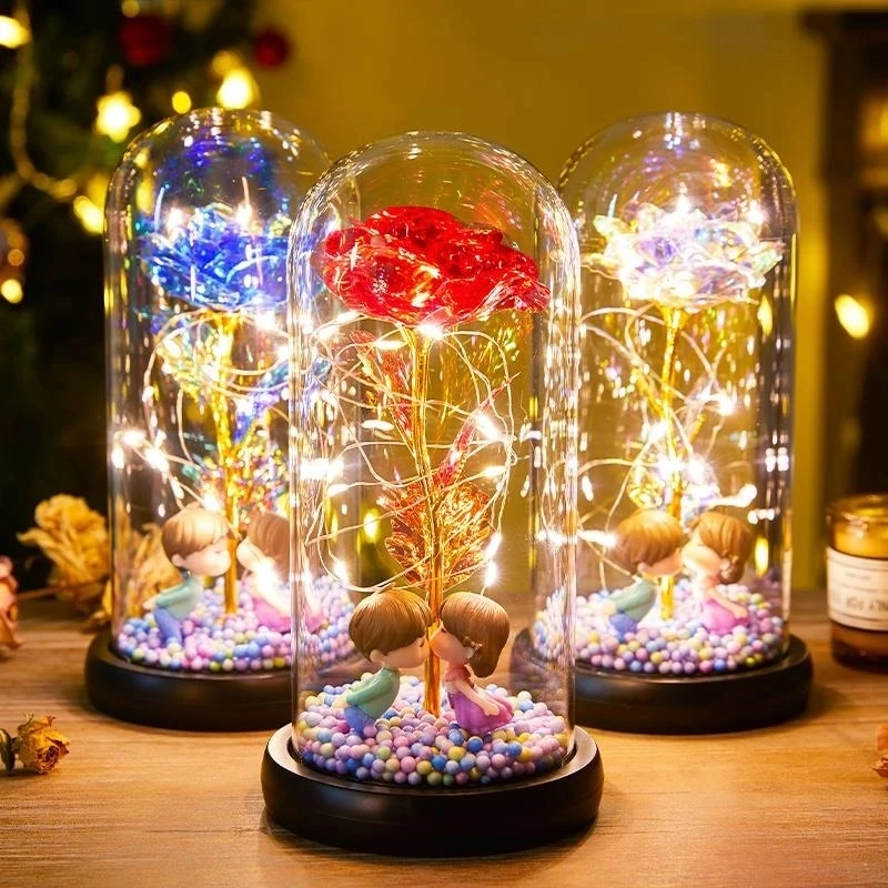 喜顽童 永生花玫瑰花带灯浪漫花束 其他静态模型