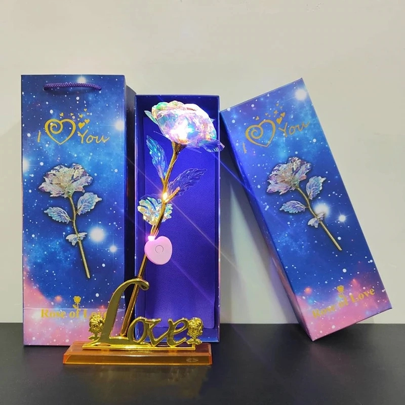 喜顽童 炫彩玫瑰花七彩变幻星空塑料玫瑰花 其他静态模型