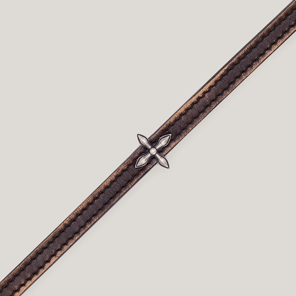SMFK COMPASS RIVET PATINA LEATHER CHOCKER SMALL