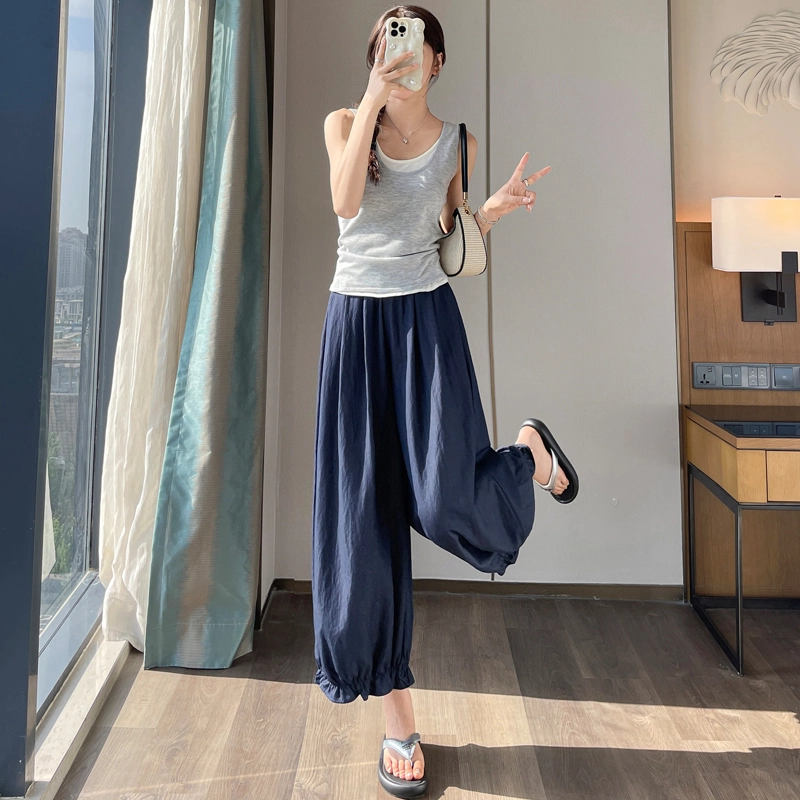 水中花 花苞灯笼裤宽松高腰九分休闲裤 女款