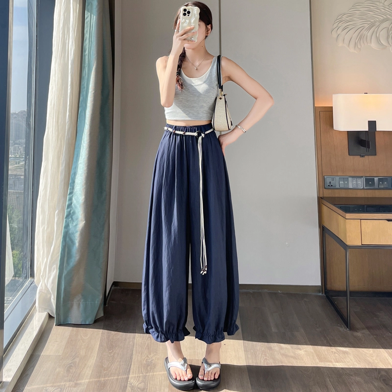 水中花 花苞灯笼裤宽松高腰九分休闲裤 女款
