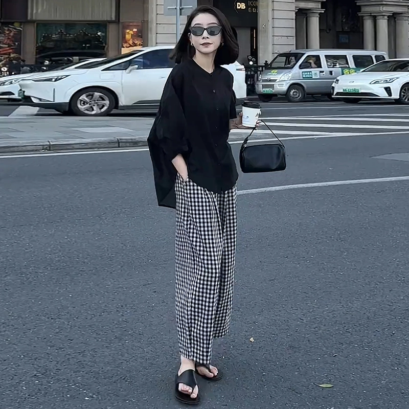 水中花 法式高级感七分袖女夏季宽松防晒开衫上衣女休闲套装 女款