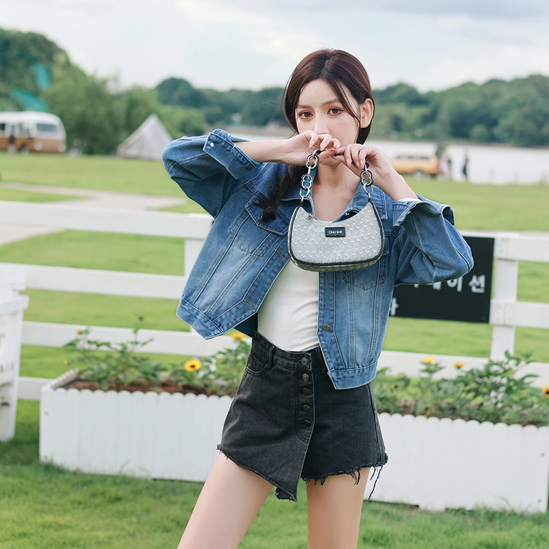 水中花 舒适休闲时尚牛仔外套 女款 浅蓝色