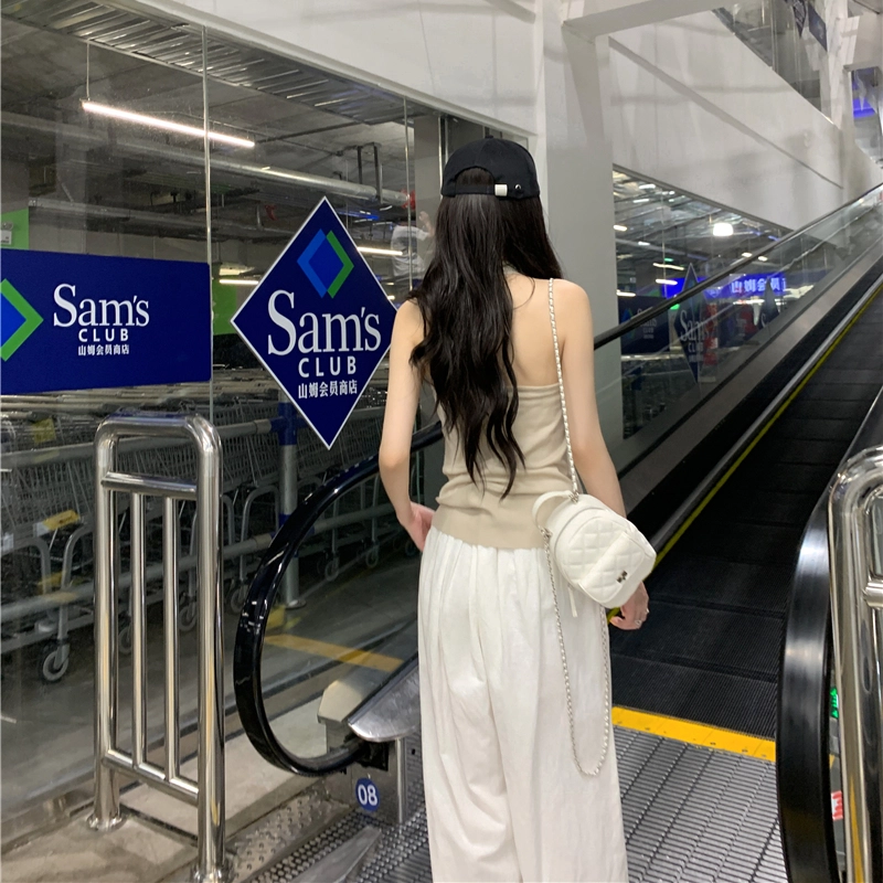 水中花 堆叠感无袖挂脖上衣背心女夏外穿吊带 女款