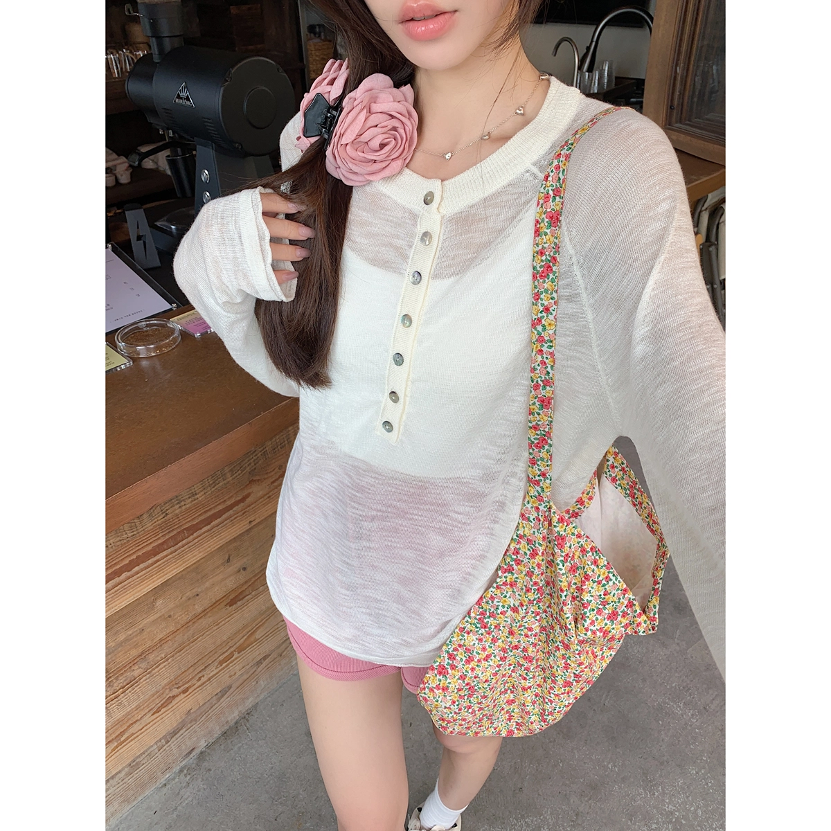 水中花 宽松插肩设计感长袖针织衫 女款