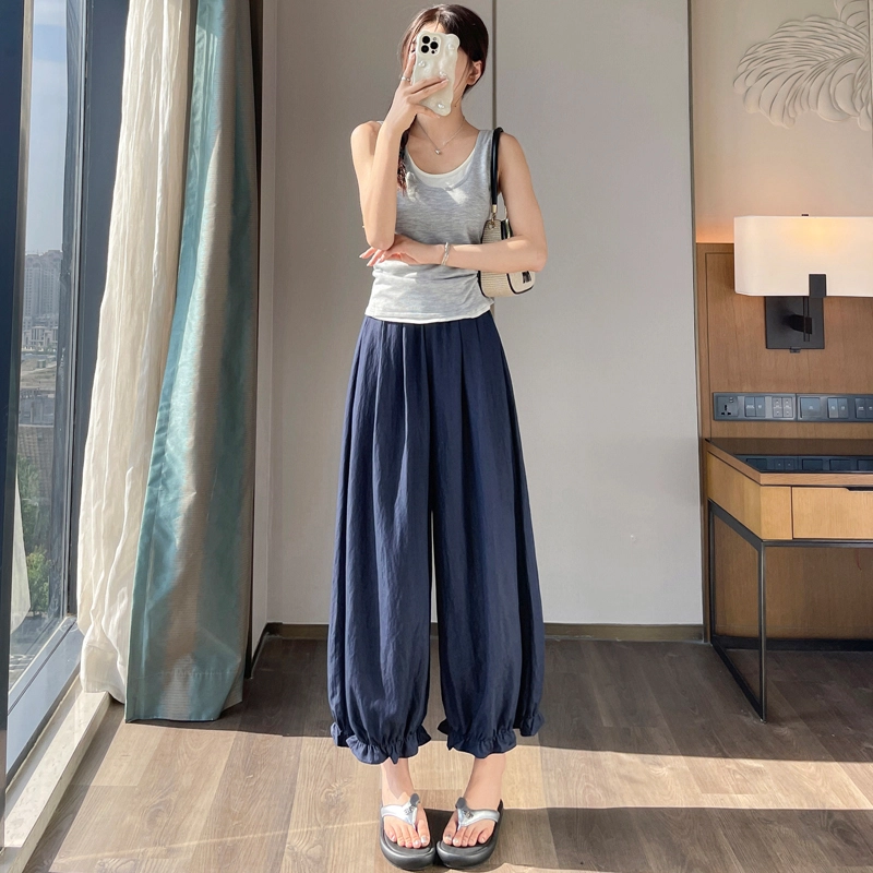 水中花 花苞灯笼裤宽松高腰九分休闲裤 女款
