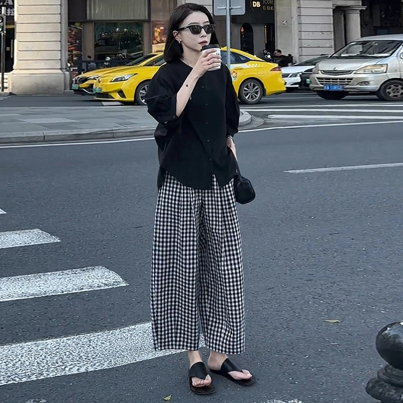 水中花 法式高级感七分袖女夏季宽松防晒开衫上衣女休闲套装 女款