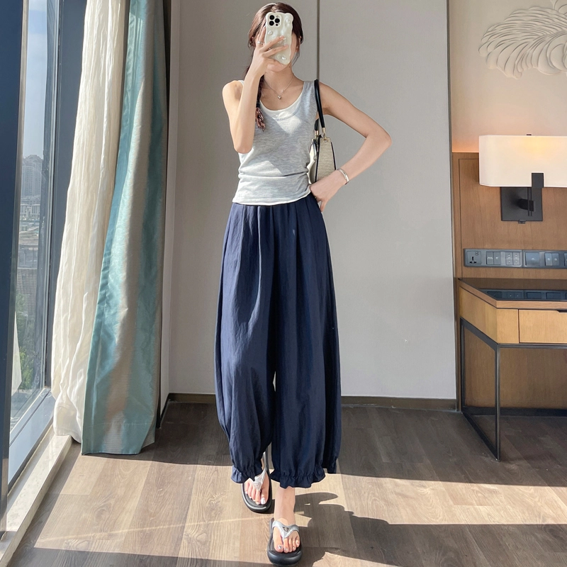 水中花 花苞灯笼裤宽松高腰九分休闲裤 女款