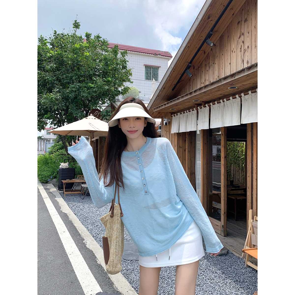 水中花 宽松插肩设计感长袖针织衫 女款