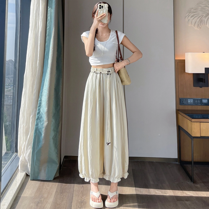 水中花 花苞灯笼裤宽松高腰九分休闲裤 女款