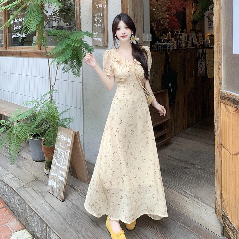 水中花 通勤简约舒适百搭短袖连衣裙 女款