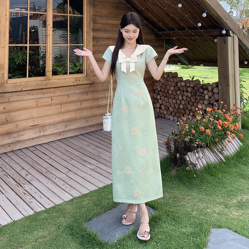 水中花 舒适休闲简约百搭短袖连衣裙 女款