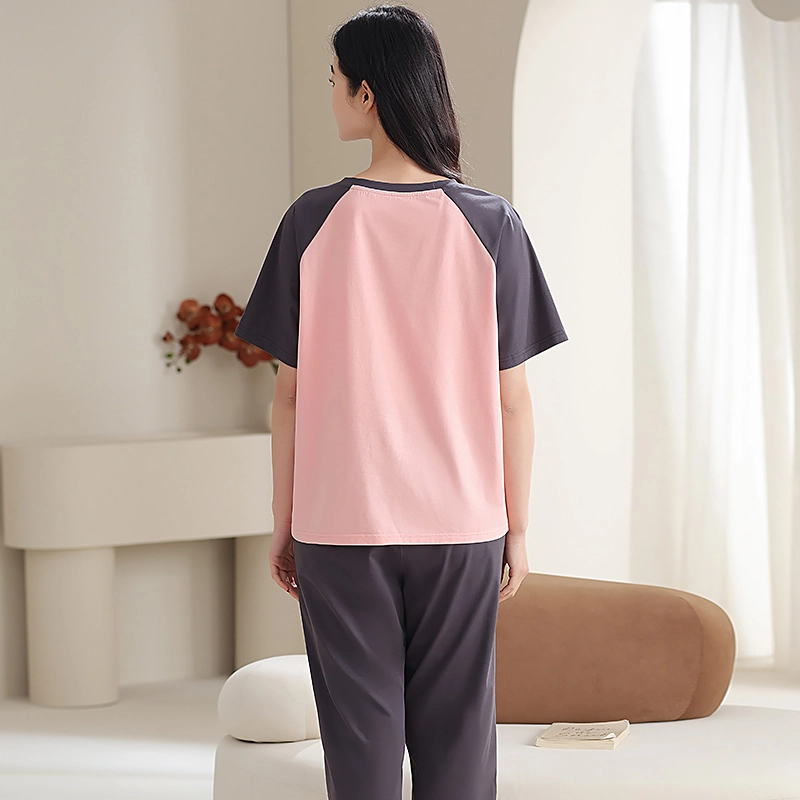 夏芬妍 时尚柔软亲肤圆领家居服简约休闲舒适短袖七分裤可外穿睡衣套装 女款 深灰色