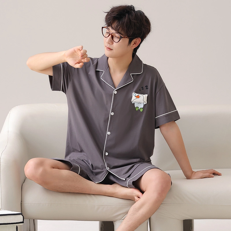 夏芬妍 柔软安睡小鸭翻领家居服休闲舒适短袖短裤时尚可外穿睡衣套装 男女同款