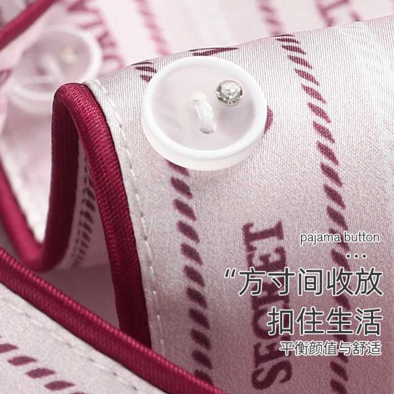 夏芬妍 休闲舒适高级感字母爱心条纹冰丝翻领家居服亲肤宽松短袖时尚可外穿夏季睡裙 女款