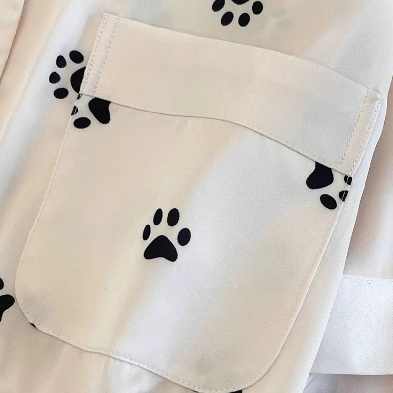 夏芬妍 简约高级感猫咪小爪冰雪丝翻领家居服舒适亲肤宽松短袖三件套可外穿睡衣套装 女款