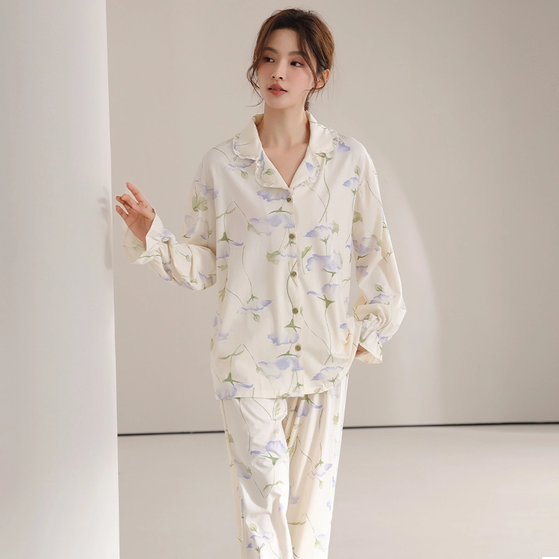 顶瓜瓜 国风长袖长裤休闲舒适小清新家居服睡衣套装 女款
