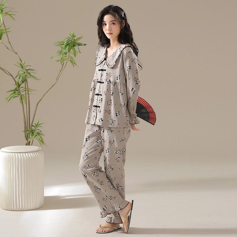顶瓜瓜 舒适休闲简约风长袖家居服睡衣套装 女款