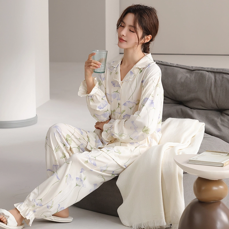 顶瓜瓜 国风长袖长裤休闲舒适小清新家居服睡衣套装 女款