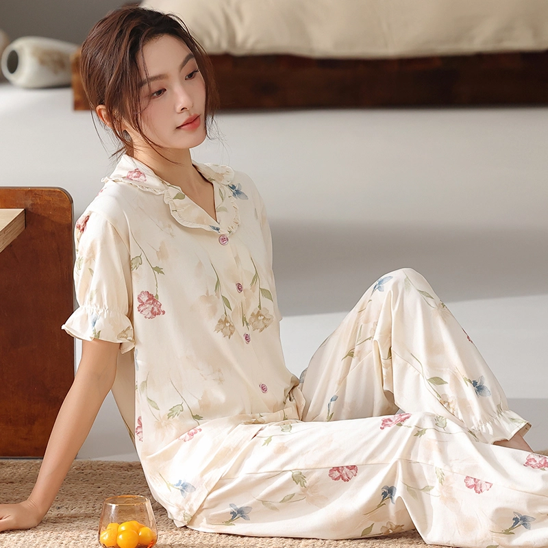 顶瓜瓜 国风灯笼短袖长裤小清新休闲舒适家居服睡衣套装 女款
