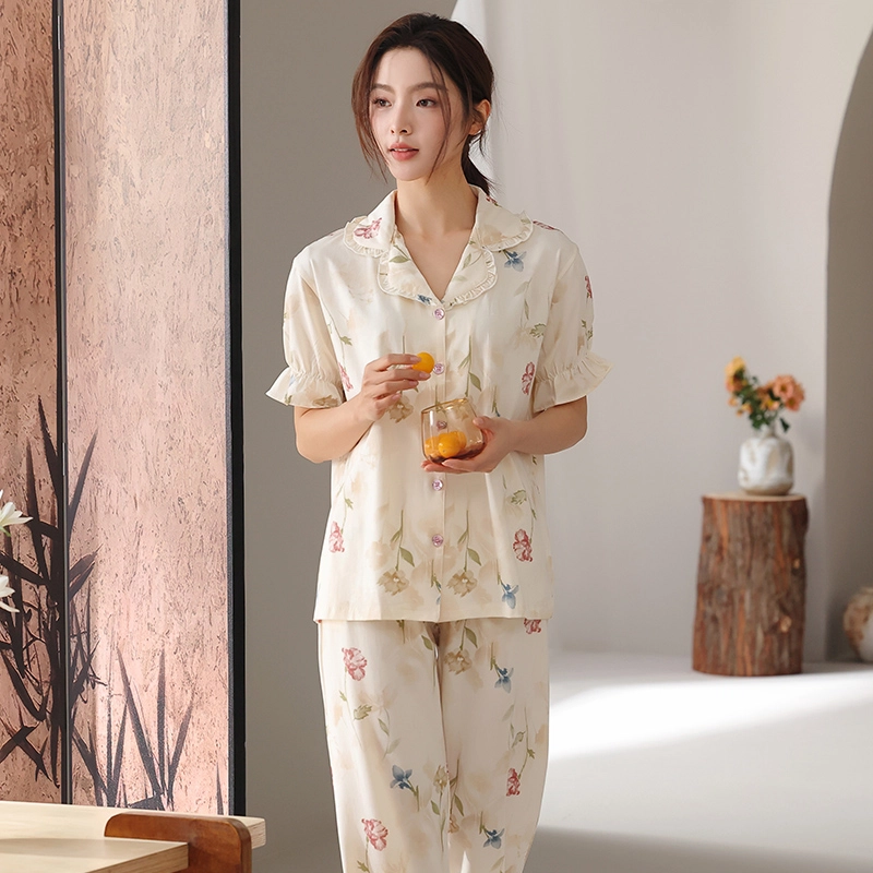 顶瓜瓜 国风灯笼短袖长裤小清新休闲舒适家居服睡衣套装 女款
