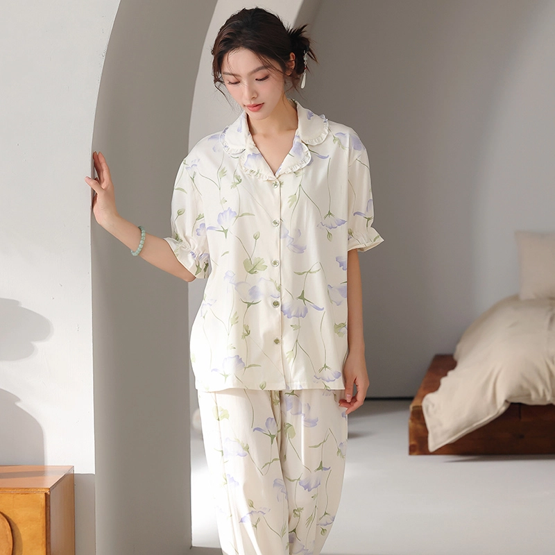 顶瓜瓜 国风短袖长裤小清新休闲舒适家居服睡衣套装 女款