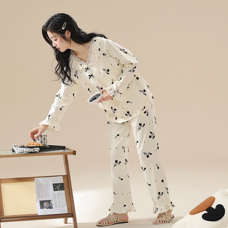 顶瓜瓜 居家舒适休闲简约设计长袖家居服睡衣套装 女款