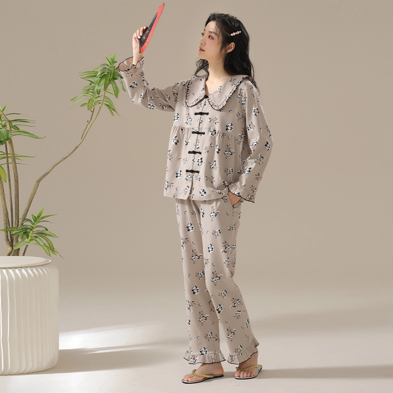 顶瓜瓜 舒适休闲简约风长袖家居服睡衣套装 女款