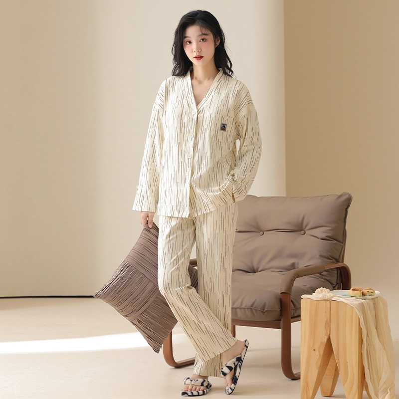 顶瓜瓜 居家舒适休闲简约风亲肤长袖家居服睡衣套装 女款