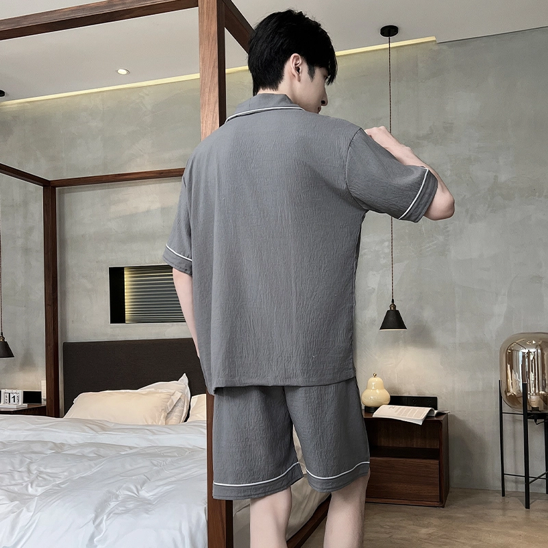 顶瓜瓜 时尚简约舒适家居服夏季睡衣套装 男款