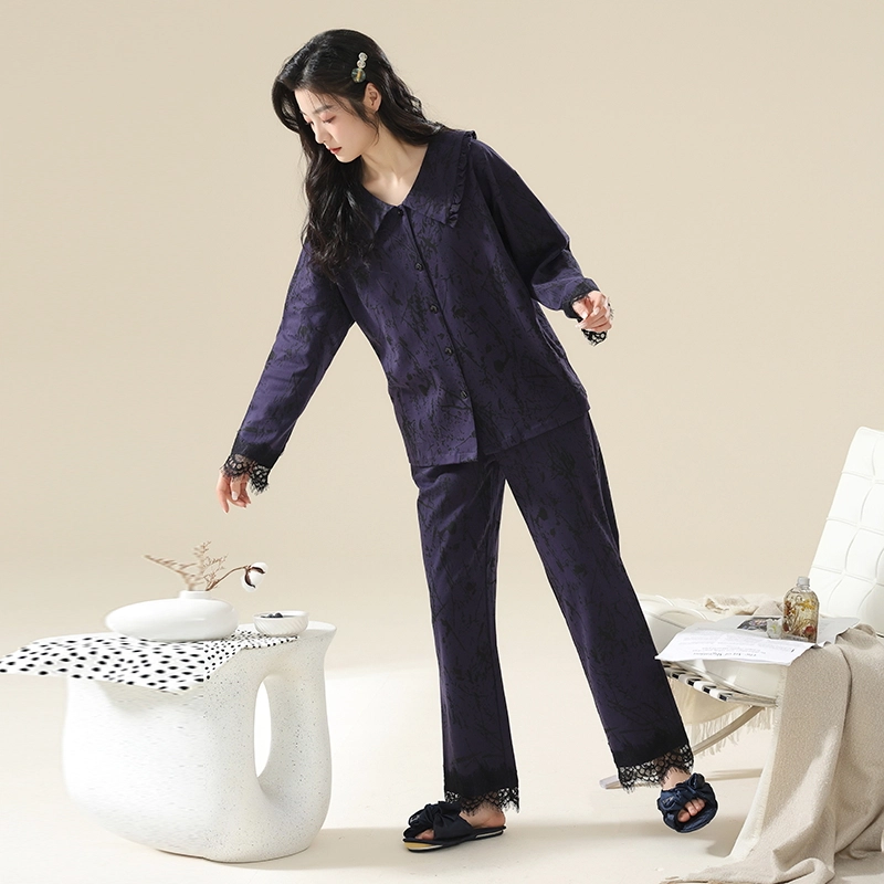 顶瓜瓜 居家舒适休闲简约风可外穿长袖家居服睡衣套装 女款