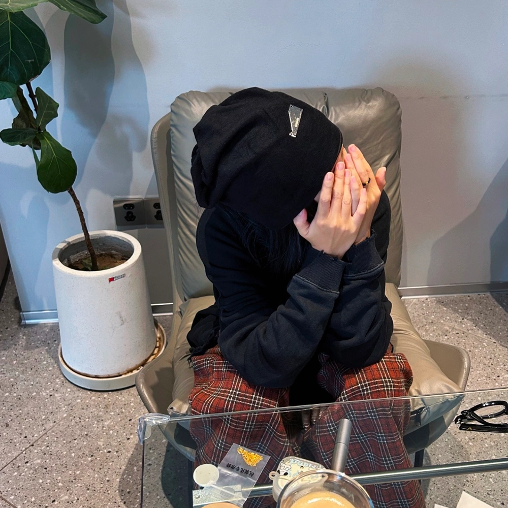 俞兆林 秋冬慵懒风大头围时尚金属标堆堆帽 套头冷帽 腈纶 绒线帽 男女同款情侣款