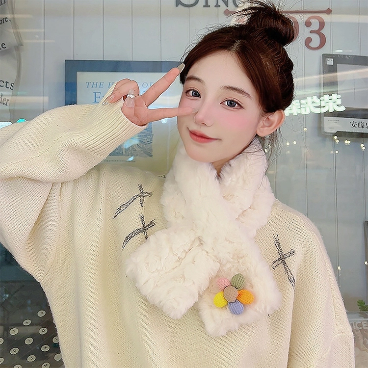 俞兆林 秋冬保暖可爱少女心彩色太阳花交叉 围脖 女款