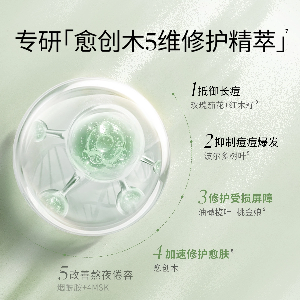 溪木源 愈创木水乳精华护肤套装 祛痘舒缓维稳保湿修护补水控油清洁 三件套