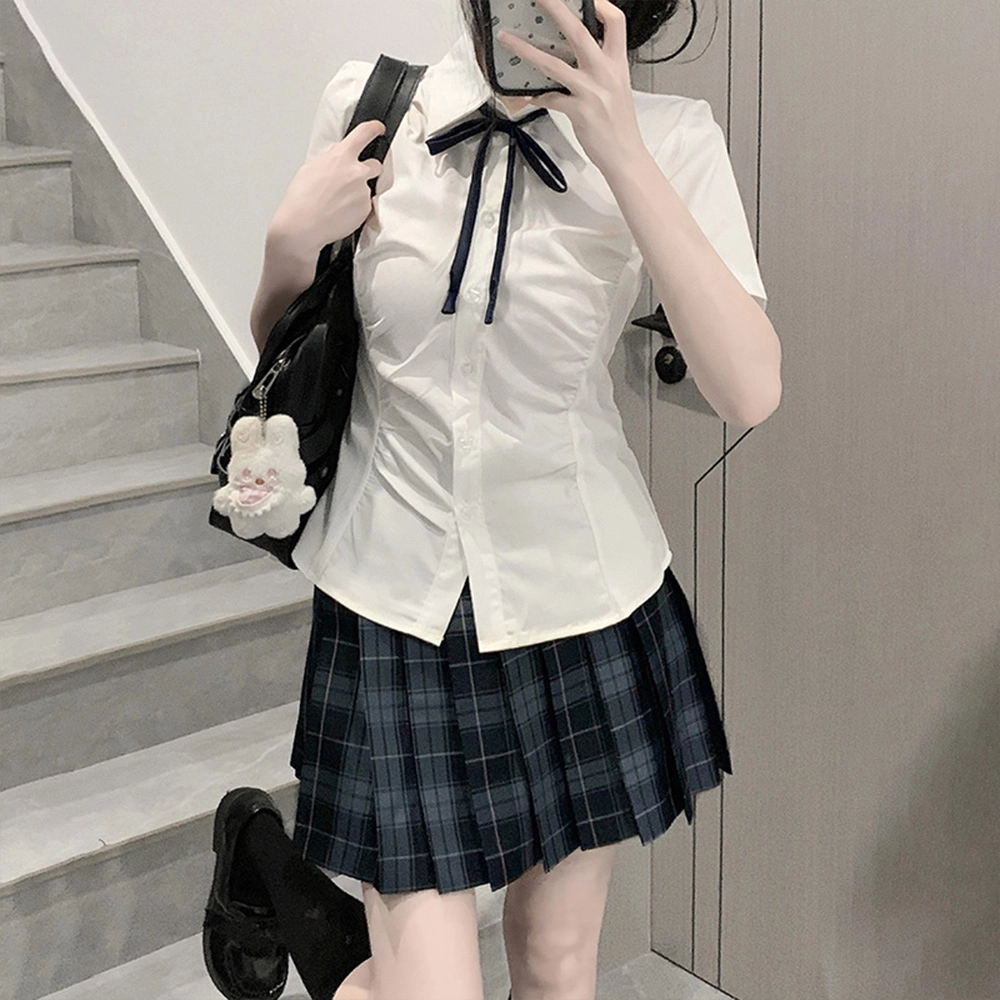 日暮星河 学院风百褶裙半身裙休闲百搭辣妹裙装套装 女款