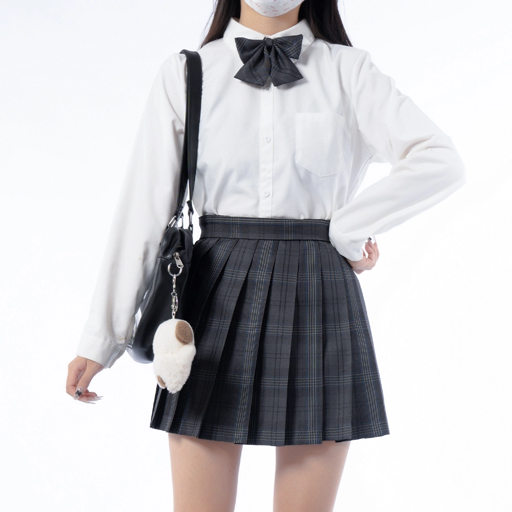 日暮星河 学院风通勤时尚舒适长袖上衣日系百褶裙衬衫套装 女款 津御中