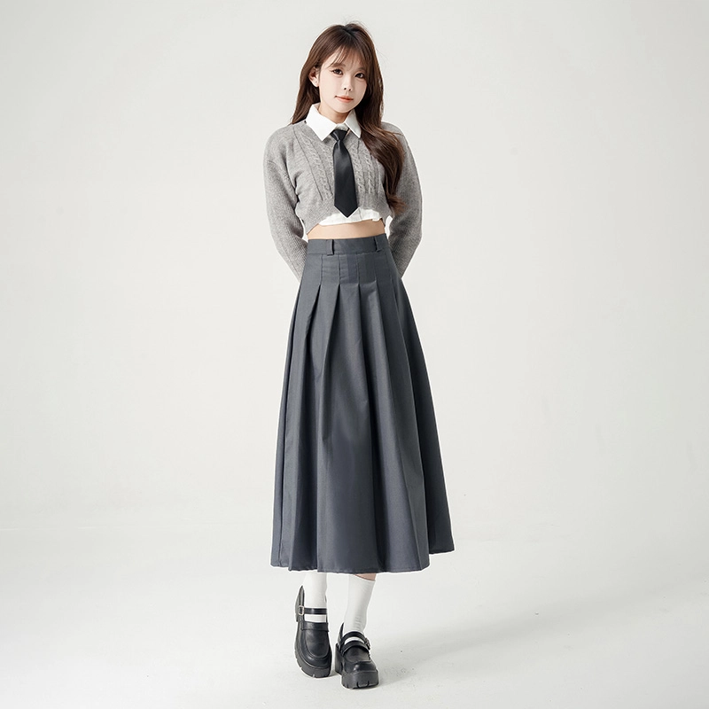 日暮星河 学院风简约通勤休闲长裙 女款