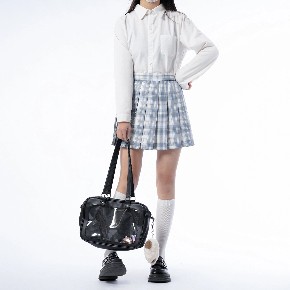 日暮星河 学院风百搭舒适时尚长袖上衣日系百褶裙衬衫套装 女款 白溟