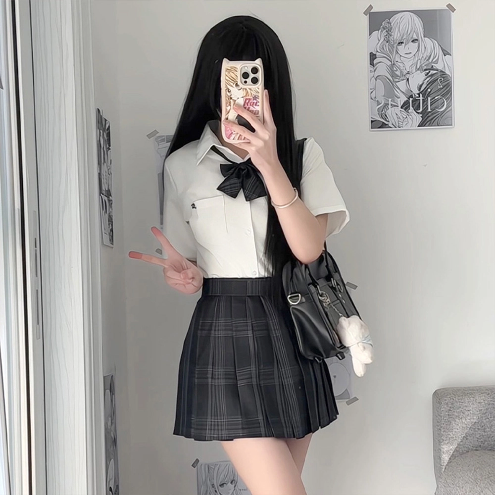 日暮星河 学院风舒适合身高腰裙装套装 女款