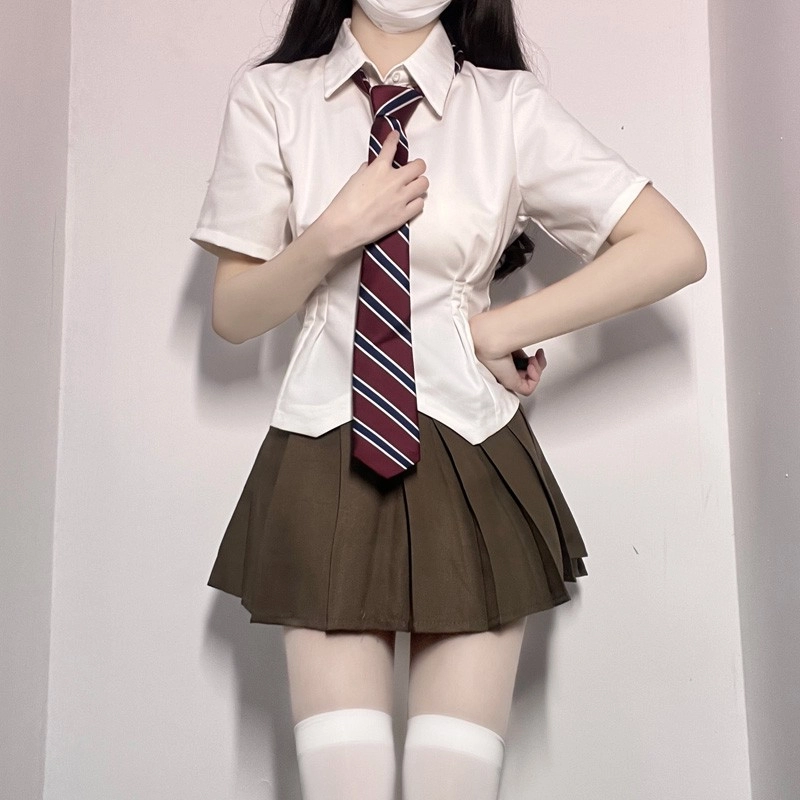 日暮星河 开叉收腰衬衫 纯色短袖夏季纯欲风辣妹收腰衬衫 女款