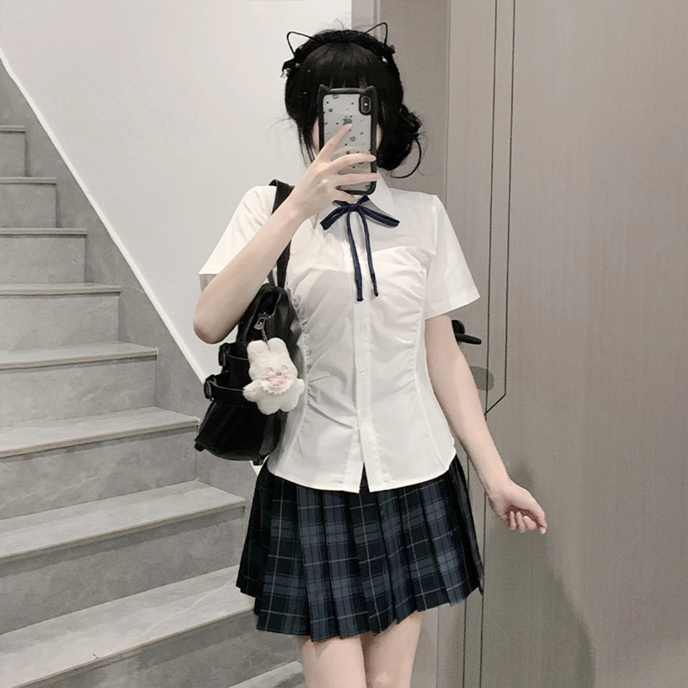 日暮星河 学院风百褶裙半身裙休闲百搭辣妹裙装套装 女款