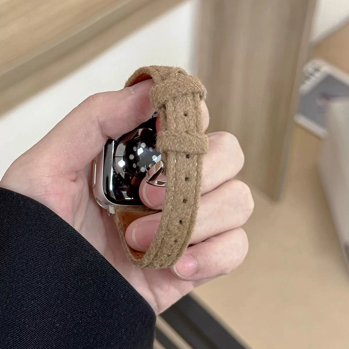 娜壳露露 苹果适用 手表表带 毛呢材质 毛呢椭圆扣小蛮腰表带男女通用